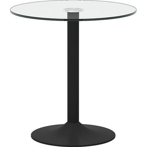 Moderner runder Bartisch aus gehärtetem Glas und schwarzem Metall, 89 cm Durchmesser, 92 cm hoch (1/5)