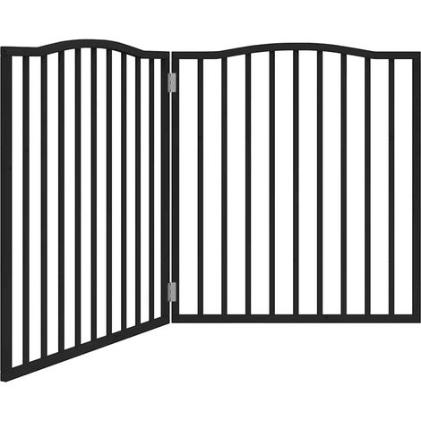 Barrière pour chien pliable 2 panneaux noir bois de peuplier