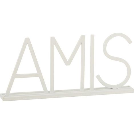 Mot Déco en Métal "Amis" 48cm Blanc (1/2)