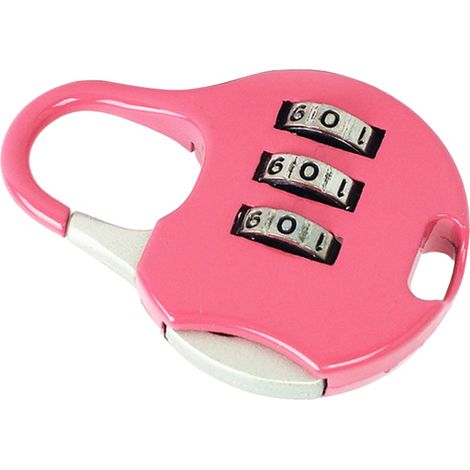 Mini cadenas à combinaison 3 chiffres, antivol, en alliage de zinc, pour casiers, valises et bagages, rose. (1/4)