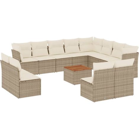 Maison Exclusive - 13-tlg. Garten-Sofagarnitur mit Kissen Beige P