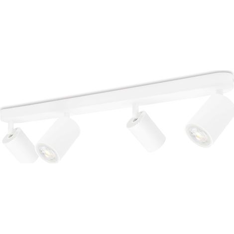 Ceiling Light with 4 Adjustable Spotlights, White Metal, GU10 Socket, Living Room, Bedroom, Kitchen (1/5)