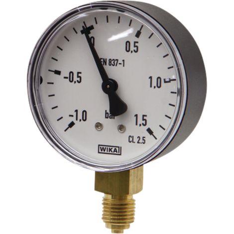 Manómetro de vacío fi 63 - 1 →+1,5 bar, base de latón seco de 1/4".