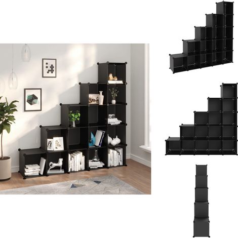 Cubes de rangement 15 pcs Noir PP - Cube De Rangement - Étagères Murales - Rangement Intérieur - Meuble Rangement - Système D'organisation (1/5)