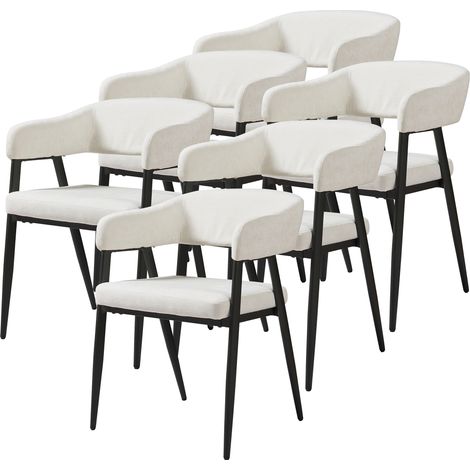 Juego de 6 sillas de comedor Kohlmand tela acero 77x59x55cm Beige [en.casa] (1/5)