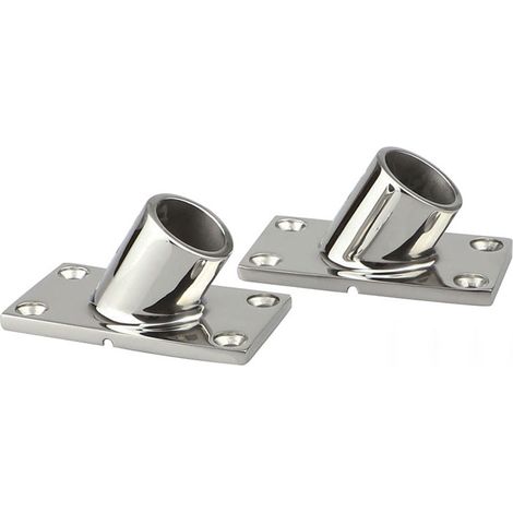 Armrest base made of 316 stainless steel cast iron, 60° angle, 22 mm/25 mm square tube at the base, for fittings in shipbuilding and yacht construction, 30 mm