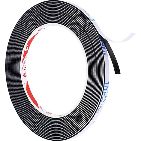 Étanchéité Mousse Ruban, 5mm Large 1mm Épais Unique Face Météo Décapage Porte Sceau Bande Fenêtre Porte Isolation, Noir