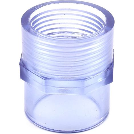 1 Raccord femelle fileté transparent en PVC-U – Adaptateur pour tube d'arrosage ou d'aquarium – Joint à emboîtement – ​​1,5 pouce vers 50 mm