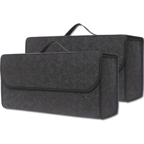 Kofferraum Organizer Filz 2 Stück 50x24x17cm, faltbar, mit Einlegeplatte, Klettband, Dunkelgrau