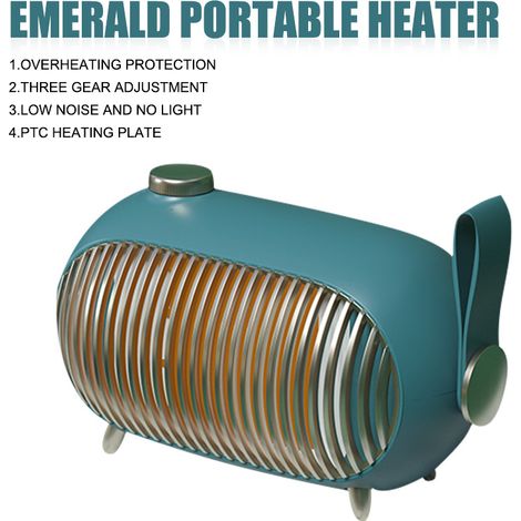 Mini Chauffage Soufflant électrique En Céramique Chauffage d'appoint 1000W Avec 3 Réglages De Chaleur Chauffage Rapide Et Silencieux à Faible Consommation D'énergie pour la maison le bureau (vert) (1/4)