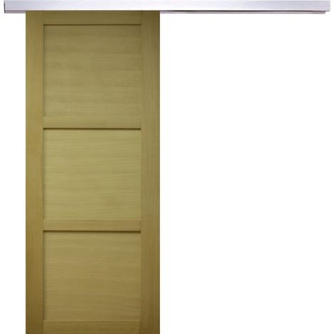 Porte Coulissante Bois Ayous 3 Panneaux H204 X L73 + Rail Alu