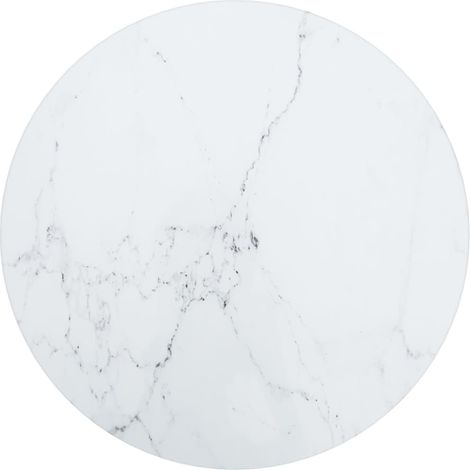Dessus de table Blanc Ø30x0,8cm Verre trempé avec design marbre (1/4)