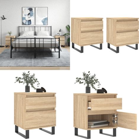 Nachttische 2 Stk. Sonoma-Eiche 40x35x50 cm Holzwerkstoff - Nachttisch - Wohnzimmermöbel - Beistelltisch - Holzwerkstoff - Eichefarben - Home & Living (1/5)