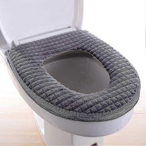 Housse de siège de toilette, housse de siège de toilette douce, chaude et lavable, coussin de siège de toilette chaud, housse de siège de toilette (1/5)