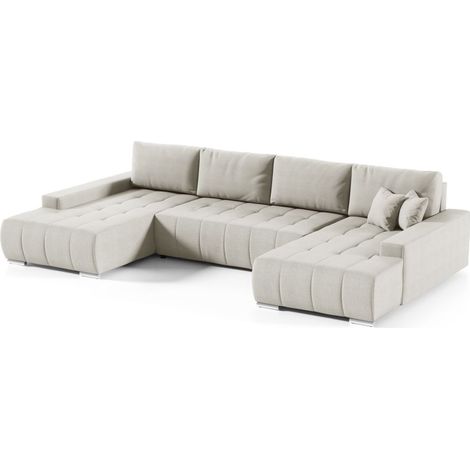 Wohnlandschaft Sofa mit Schlaffunktion VOGAR Stoff Aulla Beige (1/4)