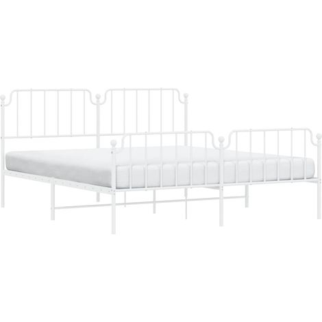 vidaXL Cadre de lit métal sans matelas et pied de lit blanc 183x213 cm (1/5)