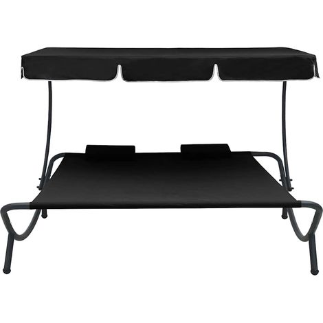 Maison Exclusive - Lettino Prendisole con Baldacchino e Cuscini Nero