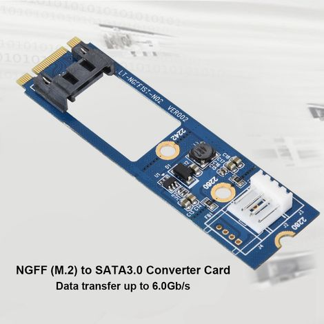 Carte adaptateur M.2 SATA vers connecteur 7 broches avec câble d'alimentation 4 broches pour disque dur