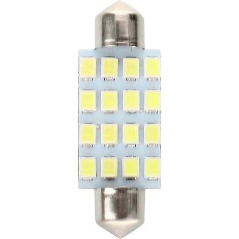 Lot de 10 ampoules LED Torpedo 16" SMD 3528 42 mm pour voiture - Blanches