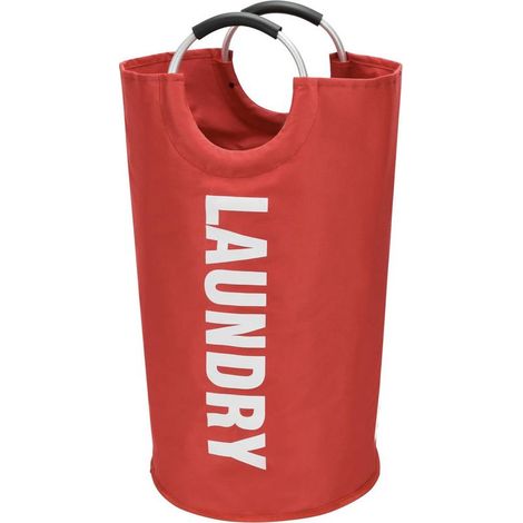 Panier de rangement pour linge rouge 90L souple en Oxford durable 38 x 79 cm poignées en aluminium avec éponges confortables solution de rangement pratique (1/5)