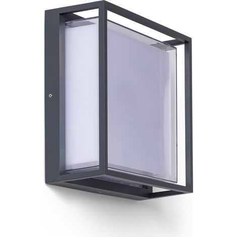 Aplique de Pared Exterior LED 20W Aluminio CCT Seleccionable Doble Difusor Arelien Large Antracita
