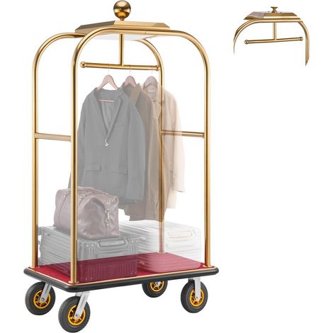 Charge 544 kg Chariot à Bagages d'Hôtel avec Barre de Suspension et Roues 203 mm pour Valises et Équipements Hôteliers (1/5)