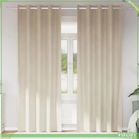 Rideaux occultants - FAFEISY - Moderne - Velours - 140 x 225 cm - Crème (1/5)