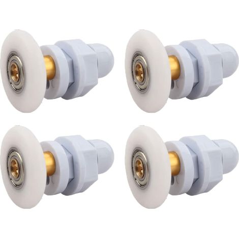 Roulettes de porte de douche, 4 pièces roulettes de porte coulissante de douche en laiton, pour remplacement des roulettes de rail de porte coulissante en verre de douche (25 mm)