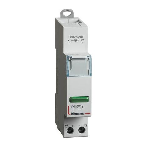 PORTALAMPADA PER SEGNALAZIONE SINGOLA LED VERDE 12/48V AC/DC BTDIN - BTICINO FN40V12
