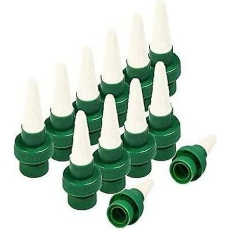 Arrosage automatique pour plantes en céramique avec pics d'arrosage automatique pour fleurs et goutte-à-goutte, système d'arrosage pour intérieur et extérieur Lot de 12