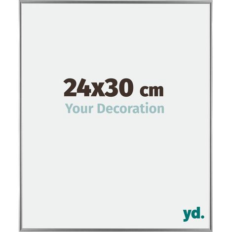 Your Decoration - 24x30 cm - Cadre Photo en Plastique Avec Verre acrylique - Anti-Reflet - Excellente Qualité - Argent Brillant - Cadre Decoration Murale - Evry.