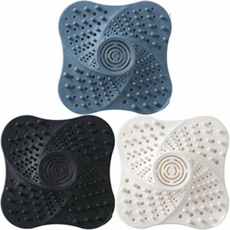 Lot de 3 filtres à cheveux pour bonde de douche, bouchon de vidange en silicone avec ventouse pour salle de bain (1/5)