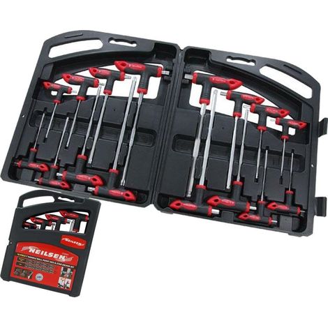 Neilsen 16pc Long Hex Allen Star Key Wrench Set 2mm-10mm T Handle Keys T10-T50