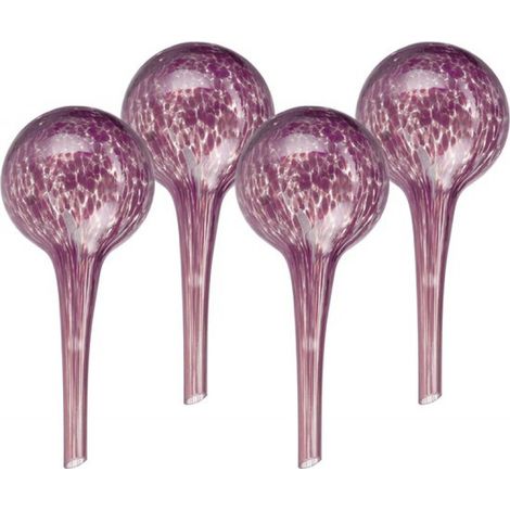 Tropfbewässerung – 4er-Set – Glas – Ø 6 cm – für Zimmerpflanzen – Bewässerungssystem – lila (1/5)