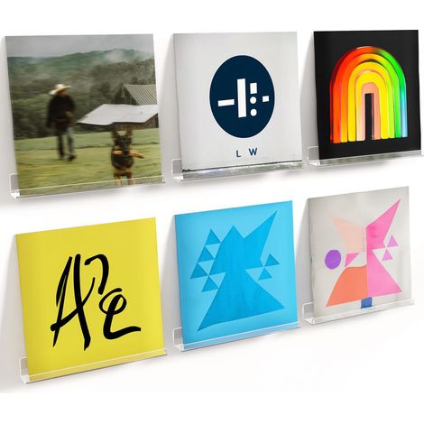 Étagères Flottantes pour Disques Vinyles, Lot de 10 Étagères Murales en Plastique Clair 30 cm, Décoration pour Livres/Photos/Maquillage, Chambre, Salon, Salle de Bain, Rangement 、Organisation (1/5)