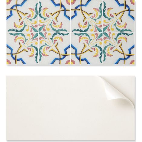 Panel decorativo de vinilo con gr谩ficos para cocina o ba帽o, 120x60 cm, dise帽o de plantas con adornos.