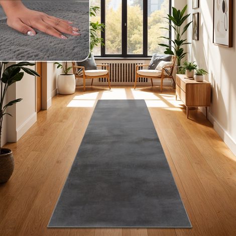 Paco Home Tappeto per Soggiorno in Finta Pelliccia Peluche Alto Pelo Morbido 80x150 cm, Antracite