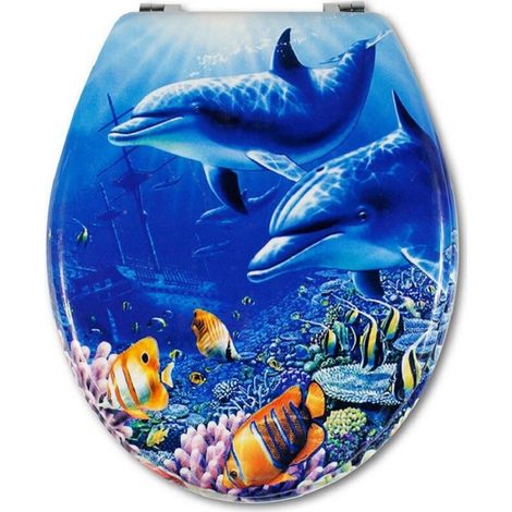 Trade Shop - COPRIWATER UNIVERSALE LEGNO MDF STAMPA CERNIERE ACCIAIO WC BAGNO FONDALE MARINO - -3,5 - (1/3)