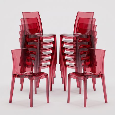 18 Sedie Cristal Light Grand Soleil trasparenti offerta stock per Bar - Trasparente Rosso (1/5)