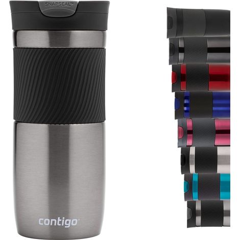 Contigo Tazza Termica Byron Snapseal, 470ml, Tazza Caffè da Viaggio in Acciaio Inossidabile, Contenitore Termico a Tenuta Stagna, con Coperchio Privo di BPA, Grigio(Gunmetal) (1/4)