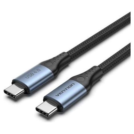 Cable USB 4.0 Tipo-C 5A Vention TAVHF/ USB Tipo-C Macho - USB Tipo-C Macho/ Hasta 240W/ 40Gbps/ 1m/ Gris