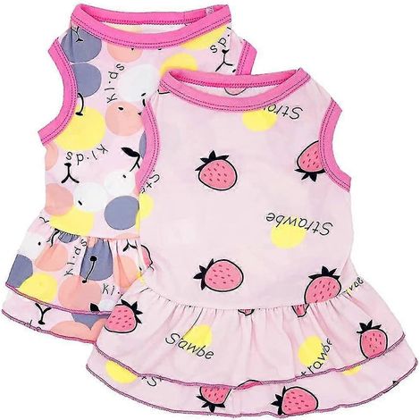 Conjunto de 2 piezas: camisa y falda para mascotas, camisetas sin mangas para cachorros y vestido de princesa. (1/5)