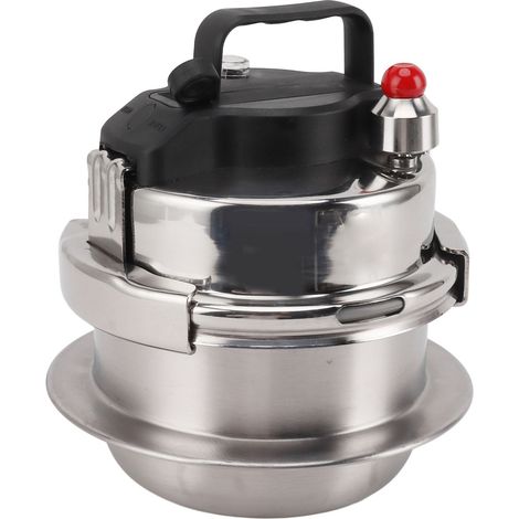 Mini autocuiseur d'extérieur à trois couches, chauffe rapide, gain de temps, en acier inoxydable, compatible avec les plaques de cuisson à gaz et à induction, 0,8 L (1/5)