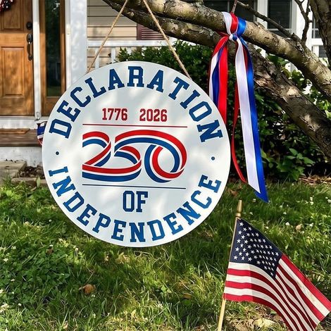 America 250 Years Wooden Sign 1776–2026 Patriotic 250th Anniversary Sign - Type B - 30cm
