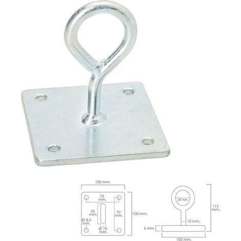 Crochet sur platine multifonction fermé zingué