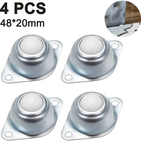 4 ruedas de bolas para muebles, ruedas de nailon con rodamiento de bolas y rodamiento de transferencia, orificios de montaje