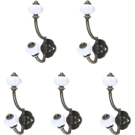 Patères murales rétro en céramique bronze, lot de 5, style champêtre (1/5)