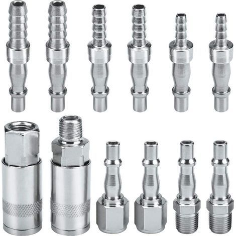 Tuyau De Conduite D'air Compresseur Raccord Coupleur D'air et Kit Plug Couplings Connecteur Mâle Femelle, BSP 1/4\ (1/5)