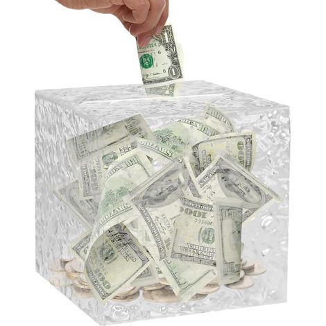 En Acrylique Boîte à Monnaie Transparente Bocal Épargne Pièces Acrylique Bocal Clair Boîte à Monnaie Apprentissage Éducatif Garçons Filles Cadeau Anniversaire (1/5)