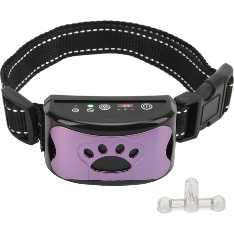 Collier anti-aboiement pour chien rechargeable par USB, étanche, à vibration réglable, avec reconnaissance intelligente et collier de dressage violet nacré (1/5)
